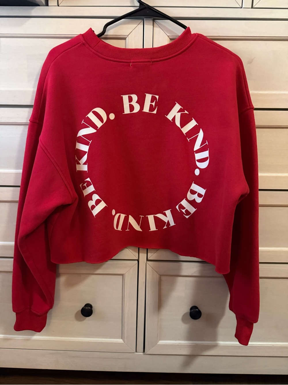 Roolee Red 'Be Kind' Cropped Crewneck Sweatshirt